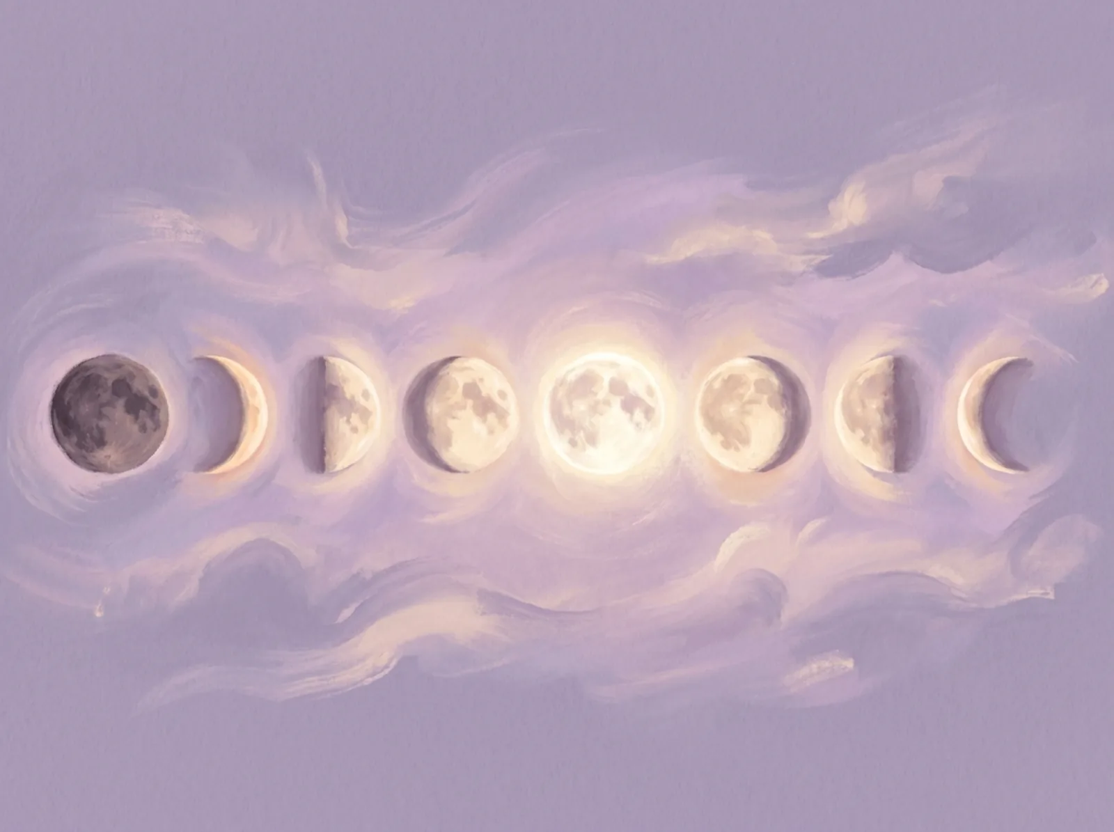 taurus horoscope deeper meaning — painterly illustration of moon phases